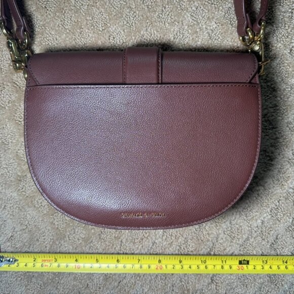 Charles& Keith Gabine Leather Saddle Bag - Brown with Brass Hardware - Picture 9 of 11